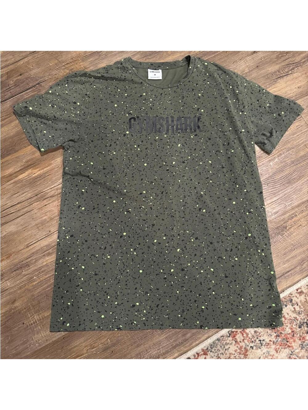 Gymshark MICRO PRINT Green Speckled T-SHIRT Sz M